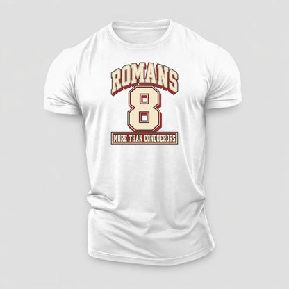 Romans 8 Varsity Chapel Varsity Cotton T-Shirt – White