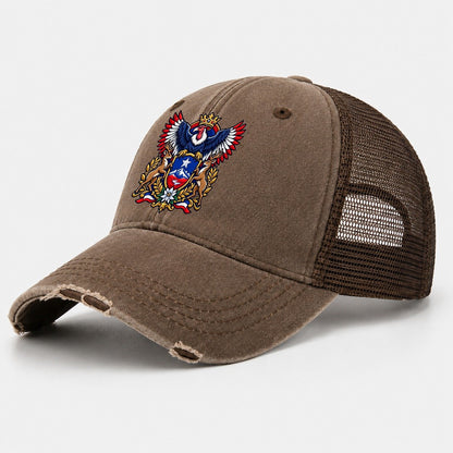 Chile Heraldic Crest Country Logos Washed Trucker Hat – Coffee