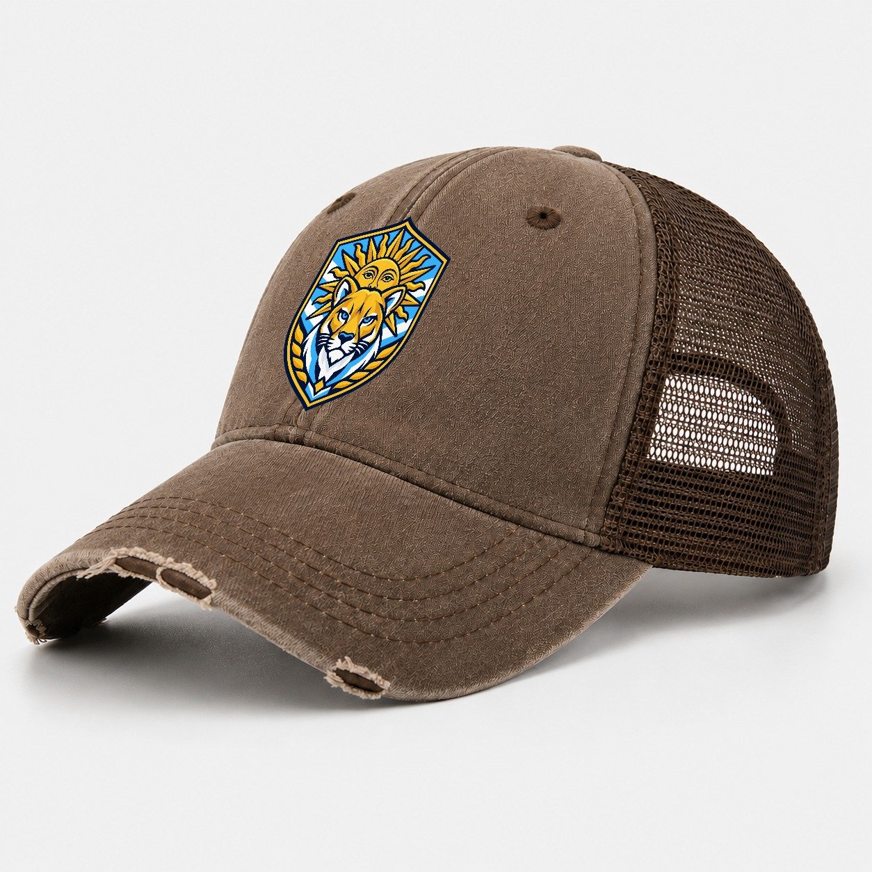 Argentina Minimal Emblem Country Logos Washed Trucker Hat – Coffee