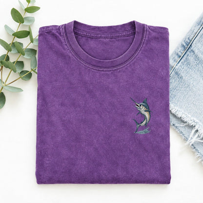 Marlin Majesty Left Chest Vintage T-shirt – Purple
