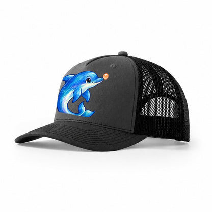 Dolphin Nose Boop Sea Sprite Trucker Hat – Dark Grey Black