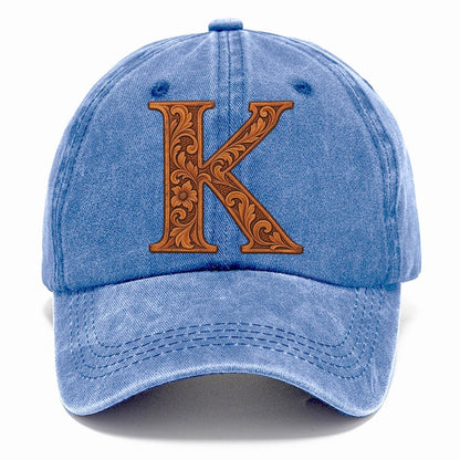 Tooled Leather K Monogram Classic Cap – Summer Sky