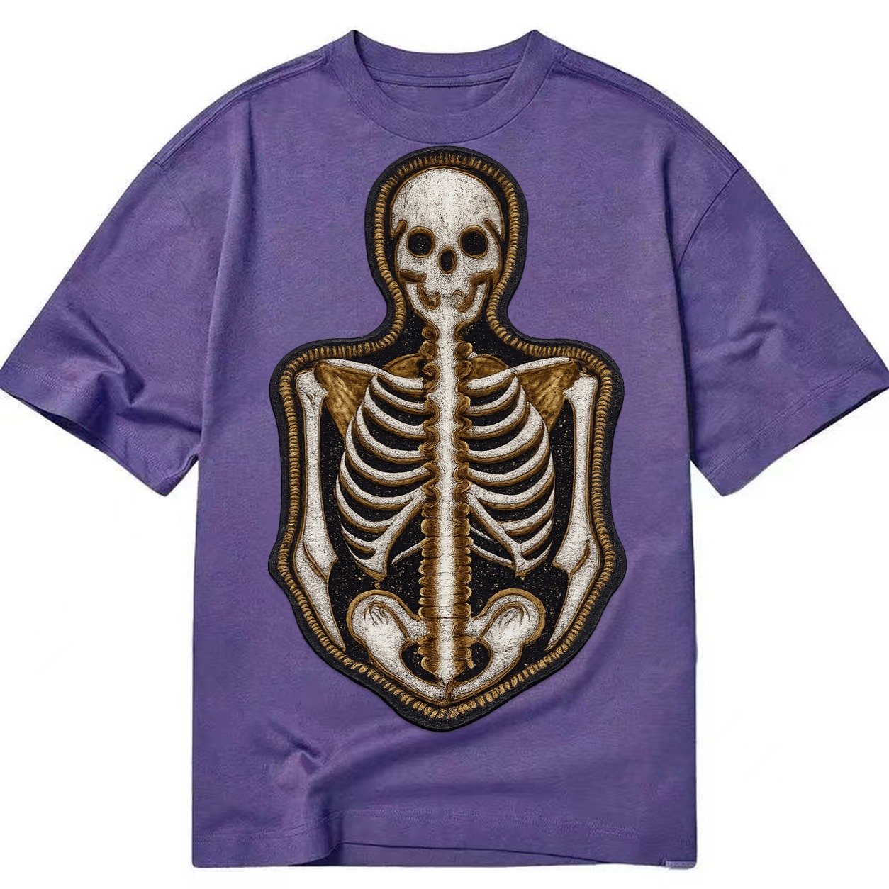 Embroidered Patch Design Skeleton Bones Skeletal System In W Classic T-shirt – Purple