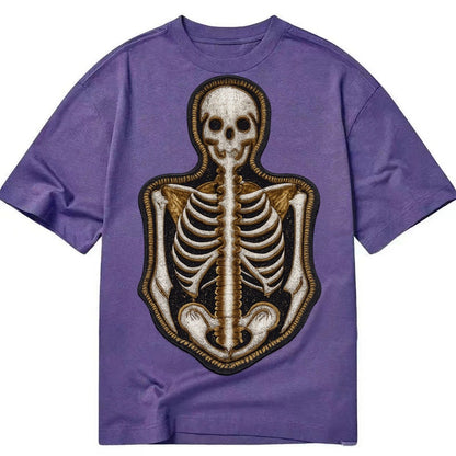 Embroidered Patch Design Skeleton Bones Skeletal System In W Classic T-shirt – Purple