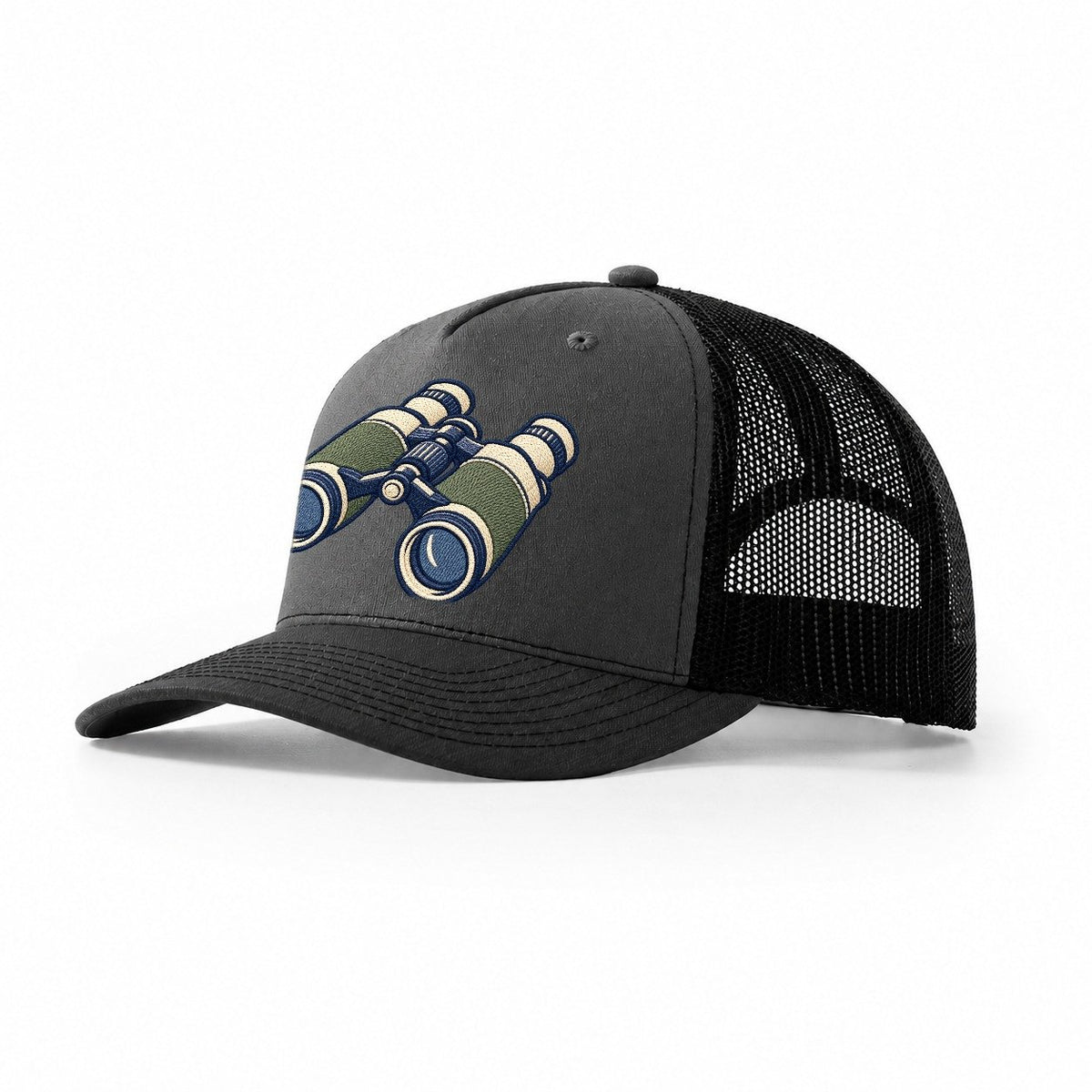 Field Binoculars Tiny Solo Marks Trucker Hat – Dark Grey Black