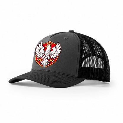 Poland Minimal Emblem Country Logos Trucker Hat – Dark Grey Black