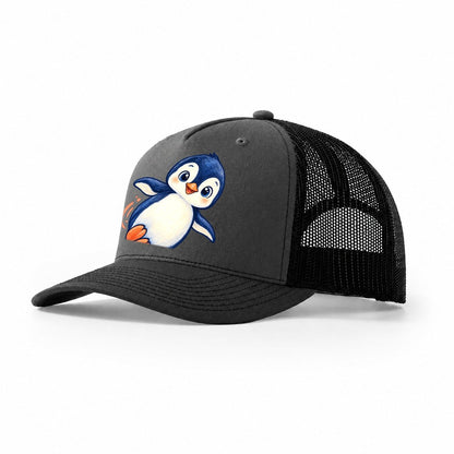 Penguin Side Slide Sea Sprite Trucker Hat – Dark Grey Black