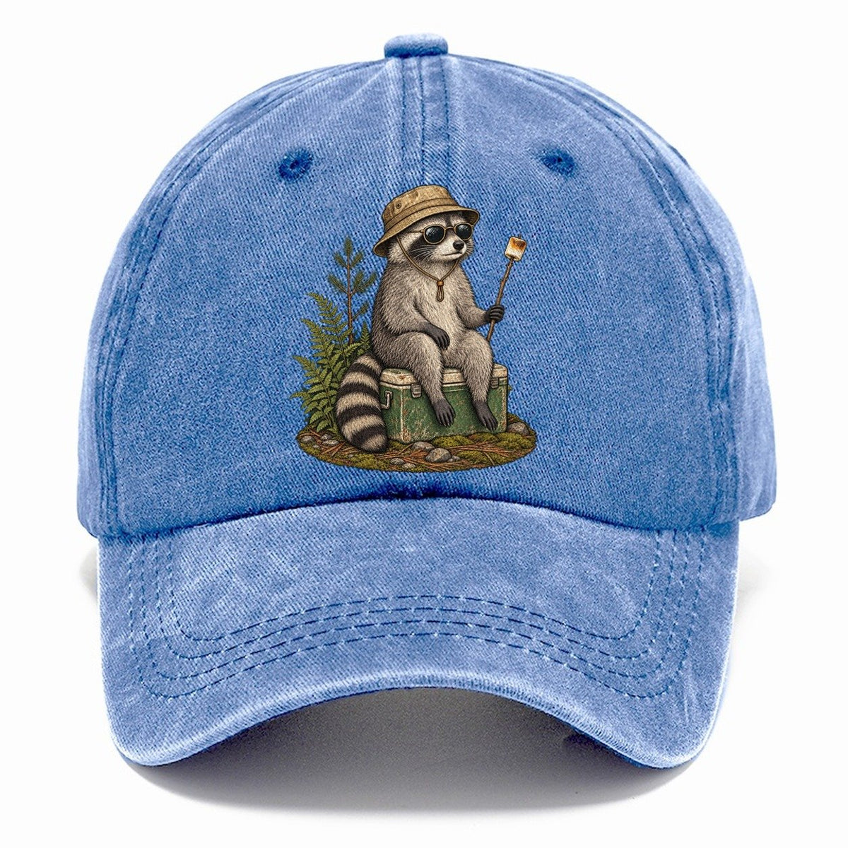 Raccoon Marshmallow Slow Camp Club Classic Cap – Summer Sky