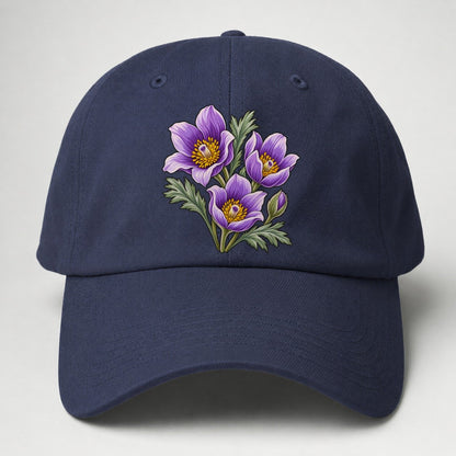 Manitoba Prairie Crocus Cluster Canada Cultural Icons Baseball Cap – Twilight Navy