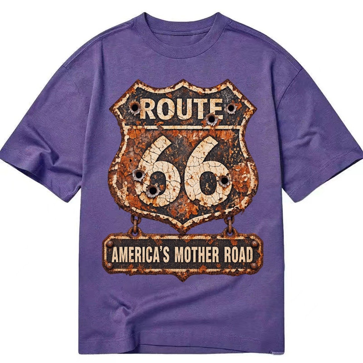 Route 66 Weathered Classic T-shirt – Purple