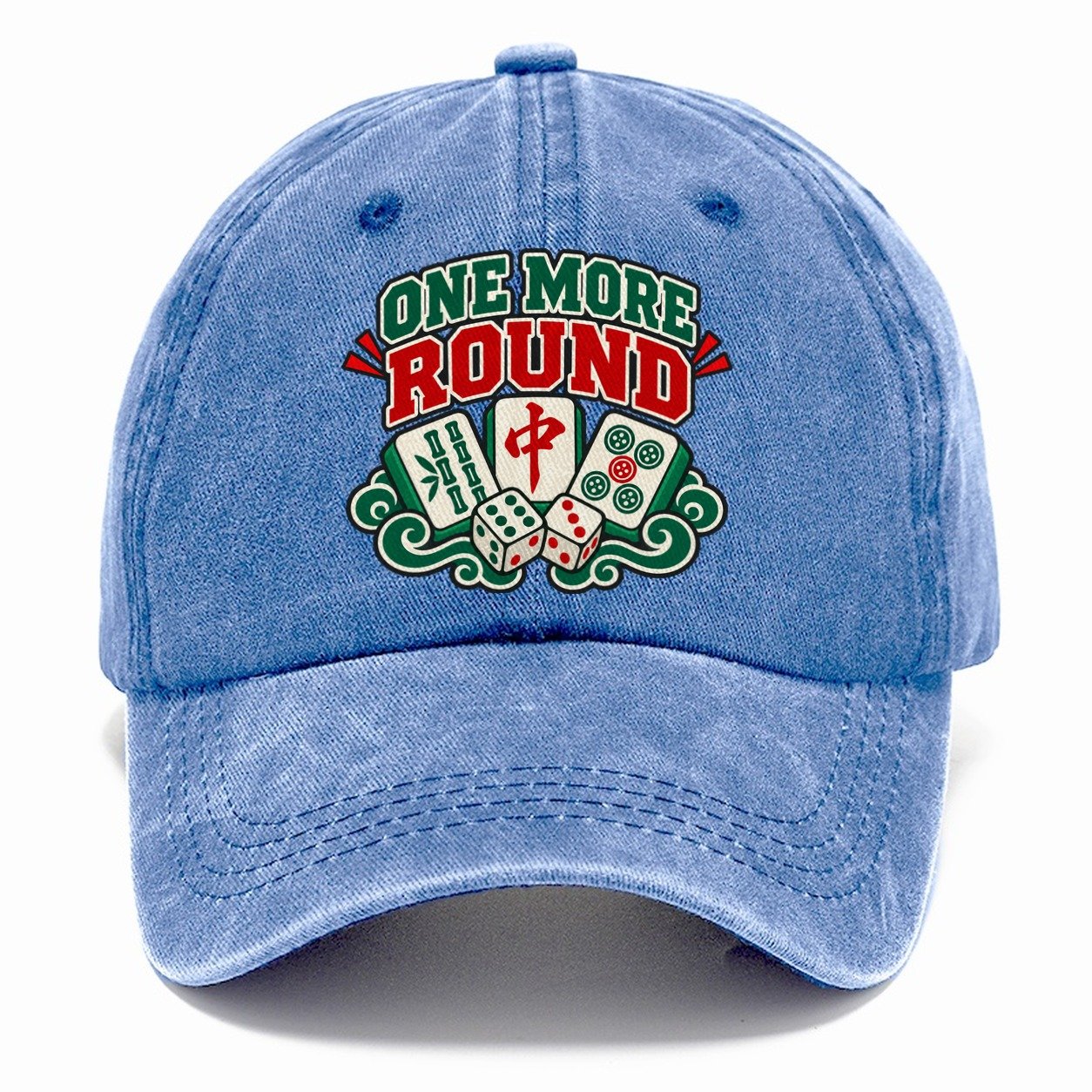One More Round Mahjong Game Night Classic Cap – Summer Sky
