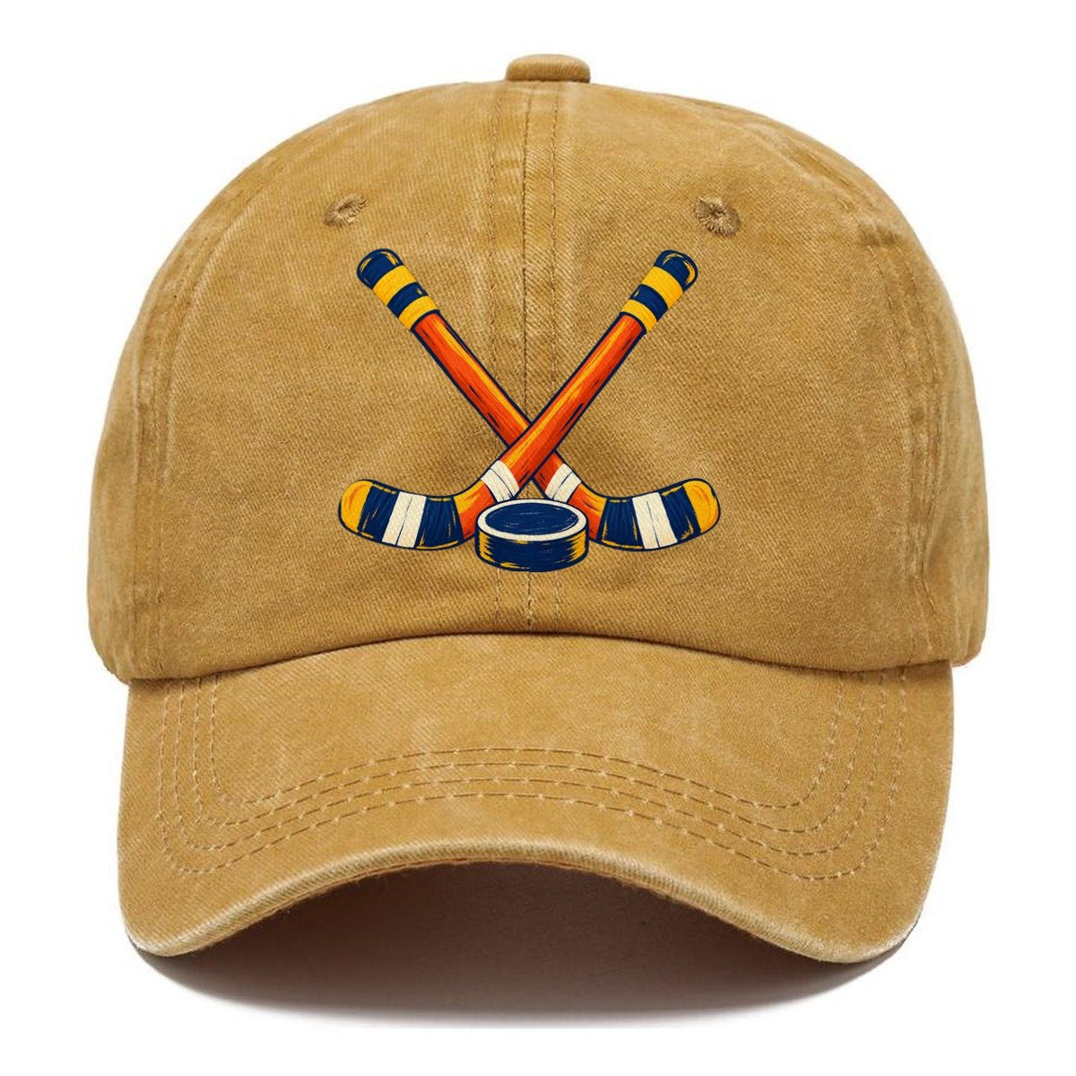 Crossed Hockey Sticks and Puck Classic Cap – Golden Harvest