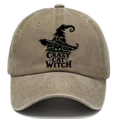 Crazy Cat Witch Slogan Witch Magic Classic Cap – Warm Sand