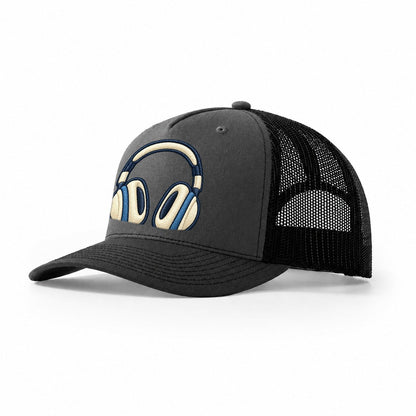 Over Ear Headphones Tiny Solo Marks Trucker Hat – Dark Grey Black