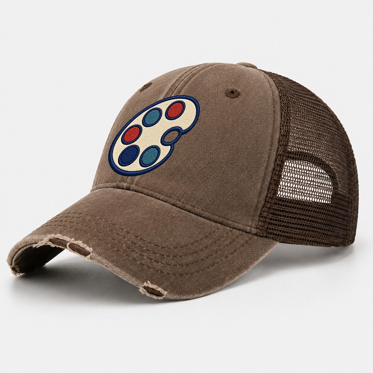Painter Palette Tiny Solo Marks Washed Trucker Hat – Coffee