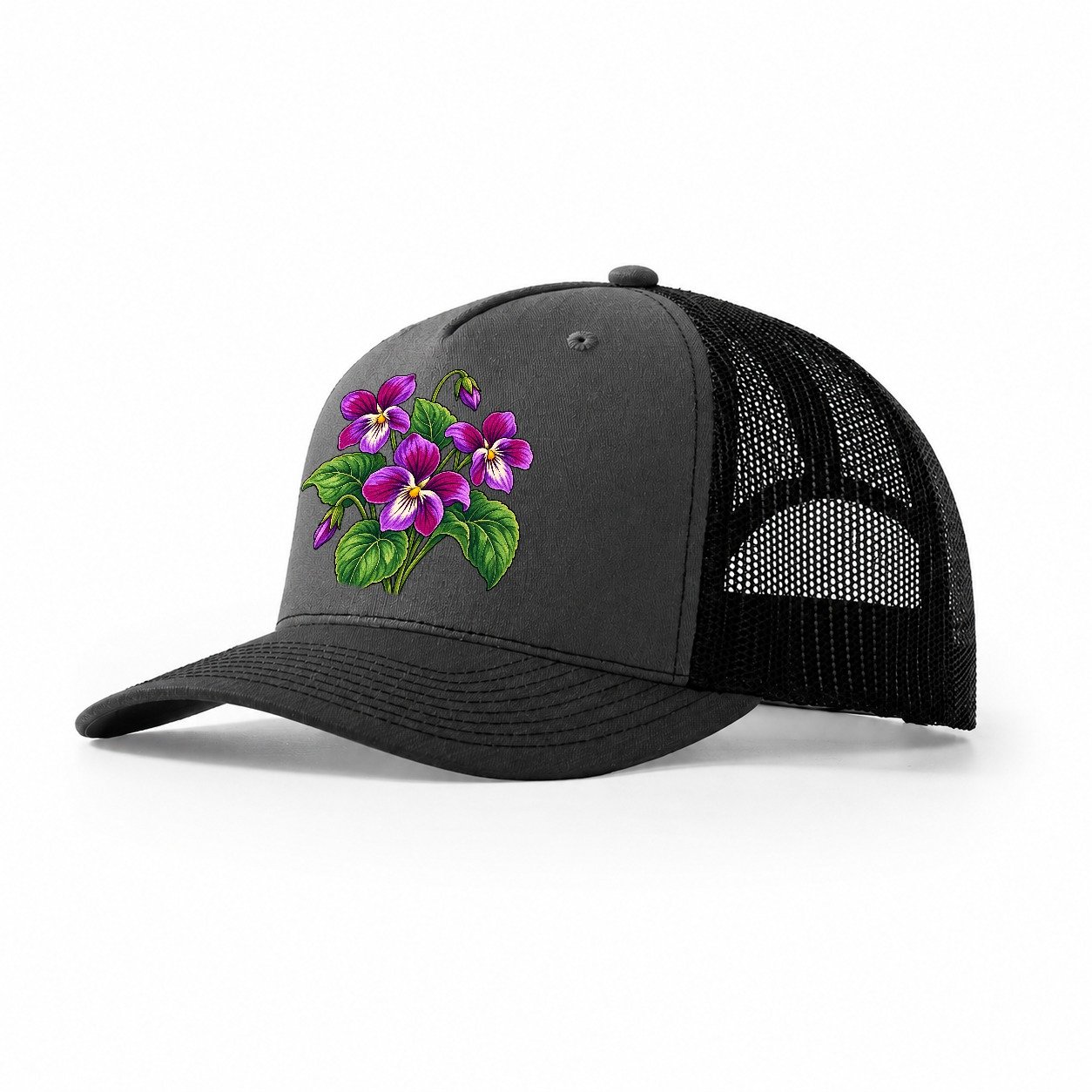 New Brunswick Purple Violet Canada Cultural Icons Trucker Hat – Dark Grey Black