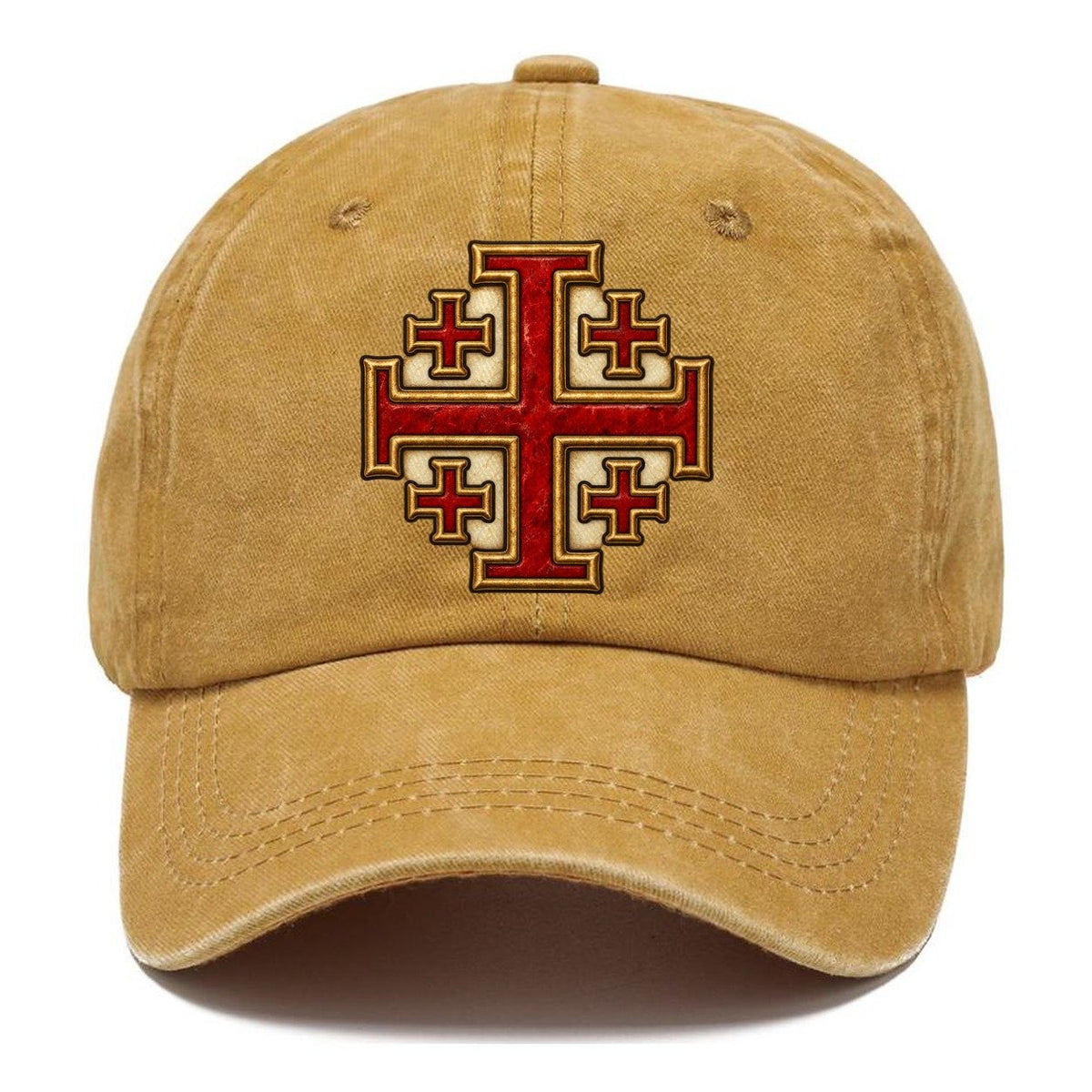 Jerusalem Cross Crimson Enamel Fan Favorites Classic Cap – Golden Harvest