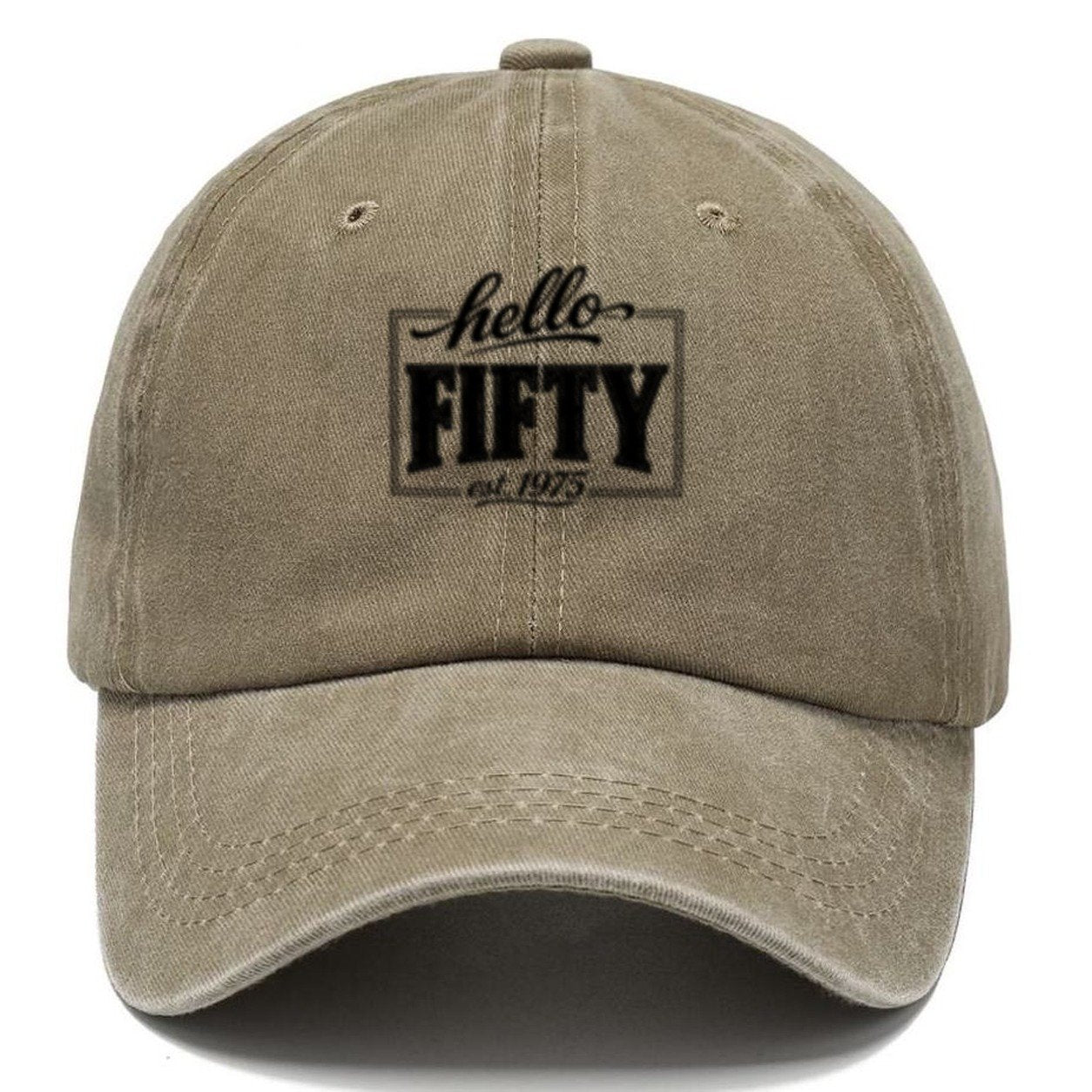 Hello Fifty Est 1975 Classic Cap – Warm Sand