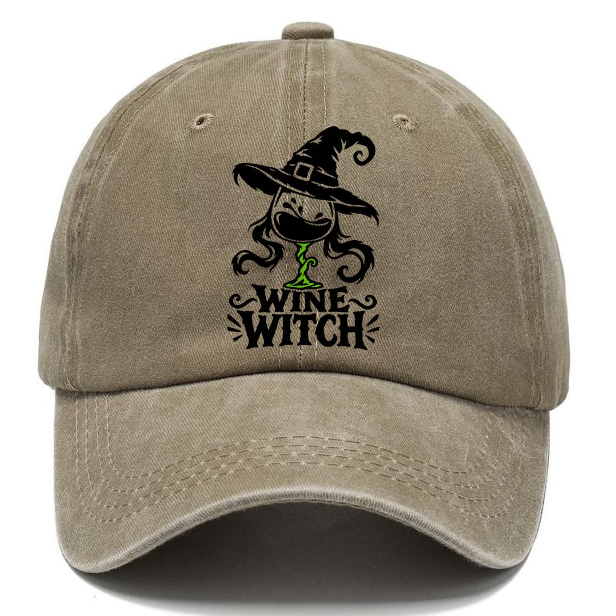 Wine Witch Slogan Witch Magic Classic Cap – Warm Sand