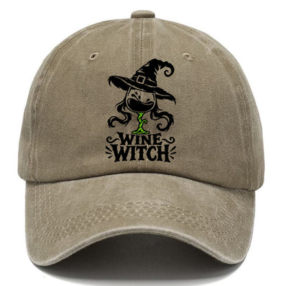Wine Witch Slogan Witch Magic Classic Cap – Warm Sand