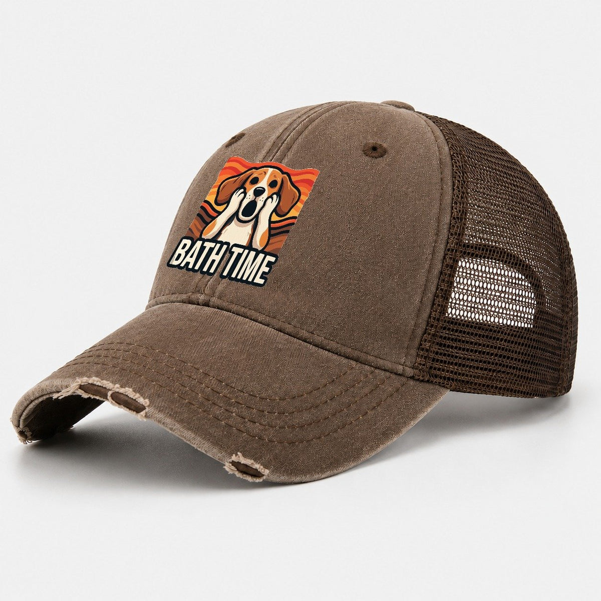 Beagle Scream Bath Time Scream Washed Trucker Hat – Coffee