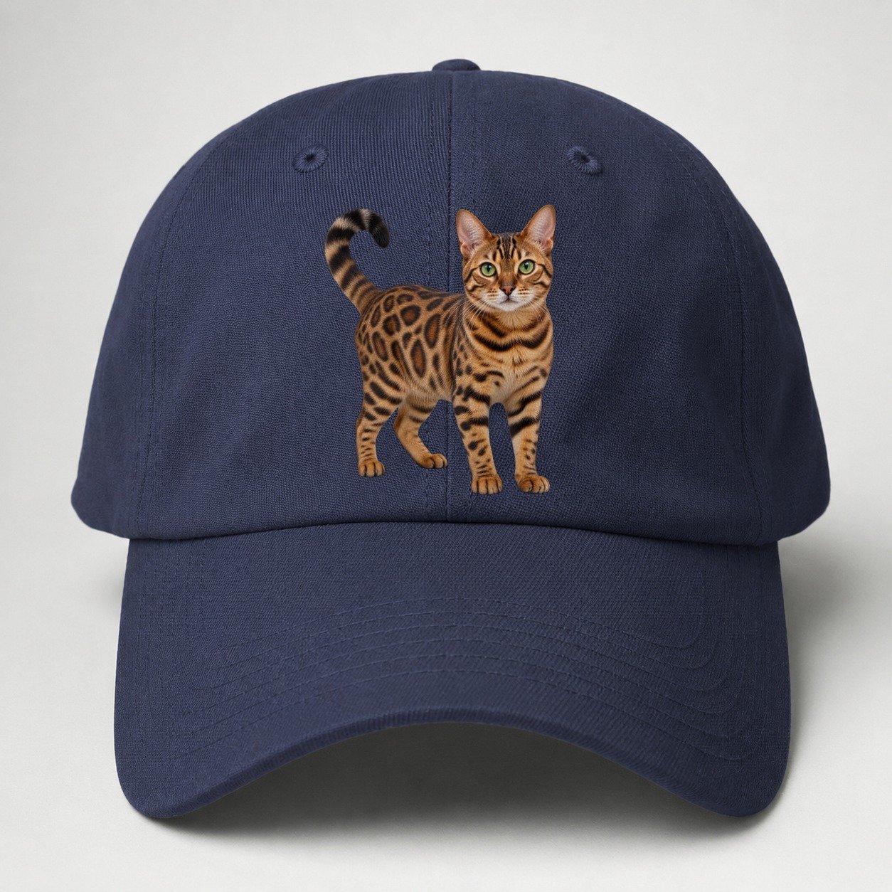 Bengal Standing Three Quarter Realistic Cat Portrait Baseball Cap – Twilight Navy