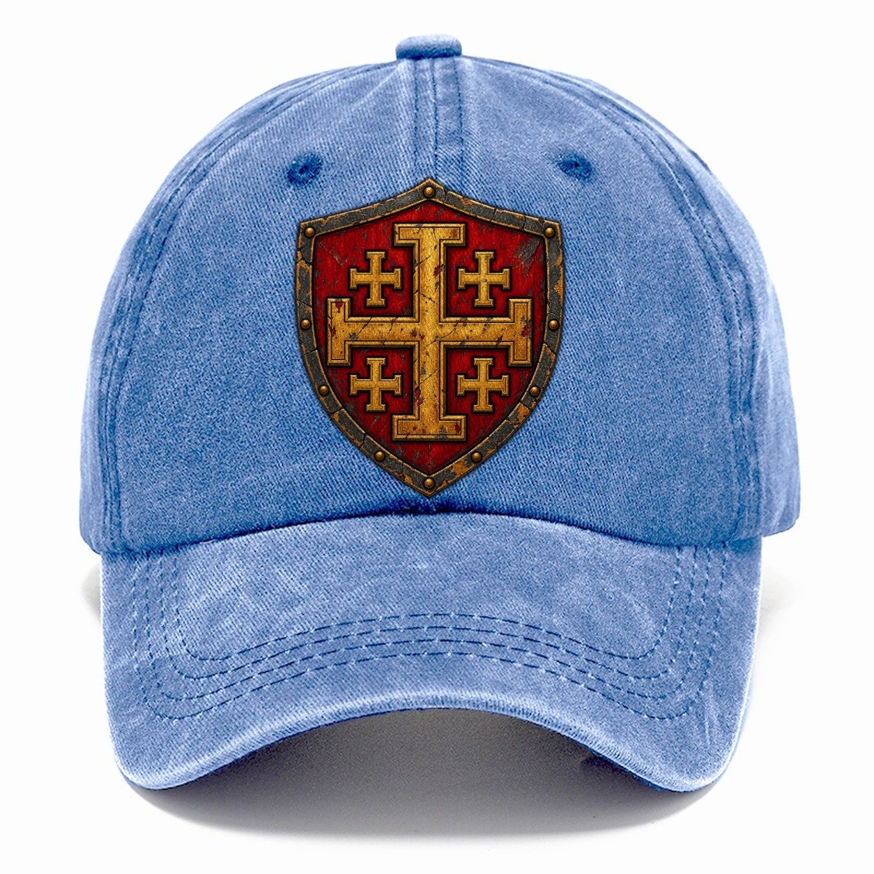 Crusader Battle Shield Heraldry Jerusalem Cross Classic Cap – Summer Sky