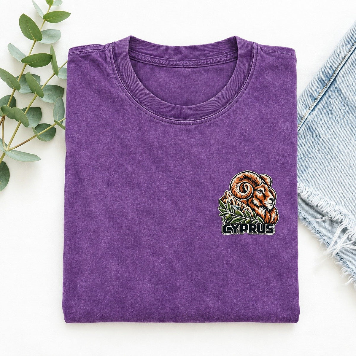 Cyprus Country Pride Left Chest Vintage T-shirt – Purple