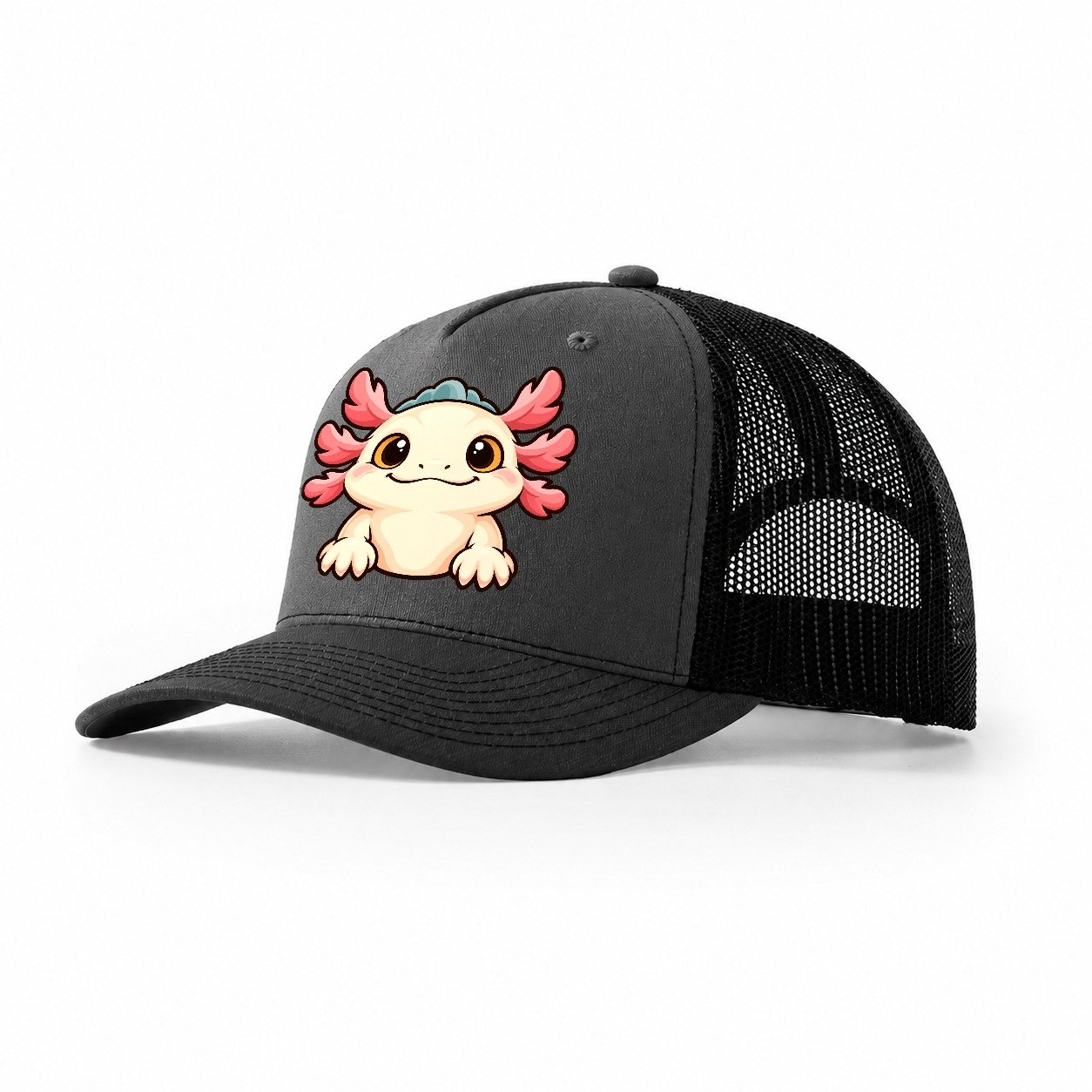 Tank Room Axolotl Aquarium Keeping Trucker Hat – Dark Grey Black