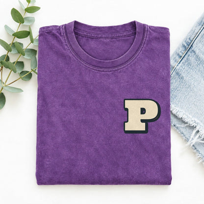 Initial P Left Chest Vintage T-shirt – Purple