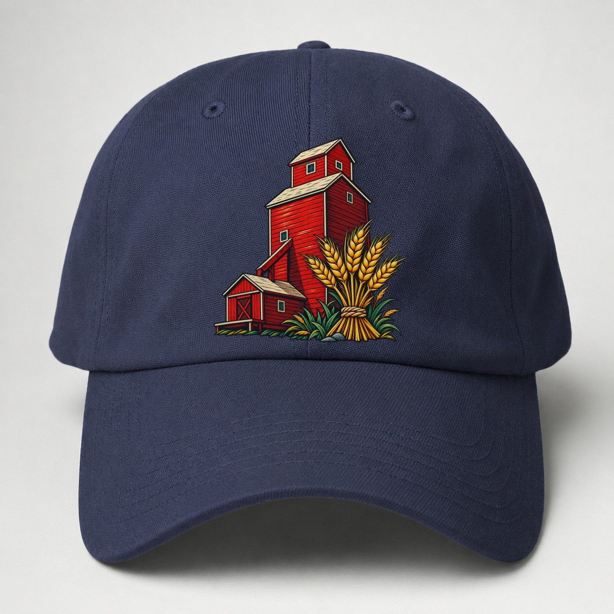 Prairie Grain Elevator And Wheat Sheaf Canada Cultural Icons Baseball Cap – Twilight Navy