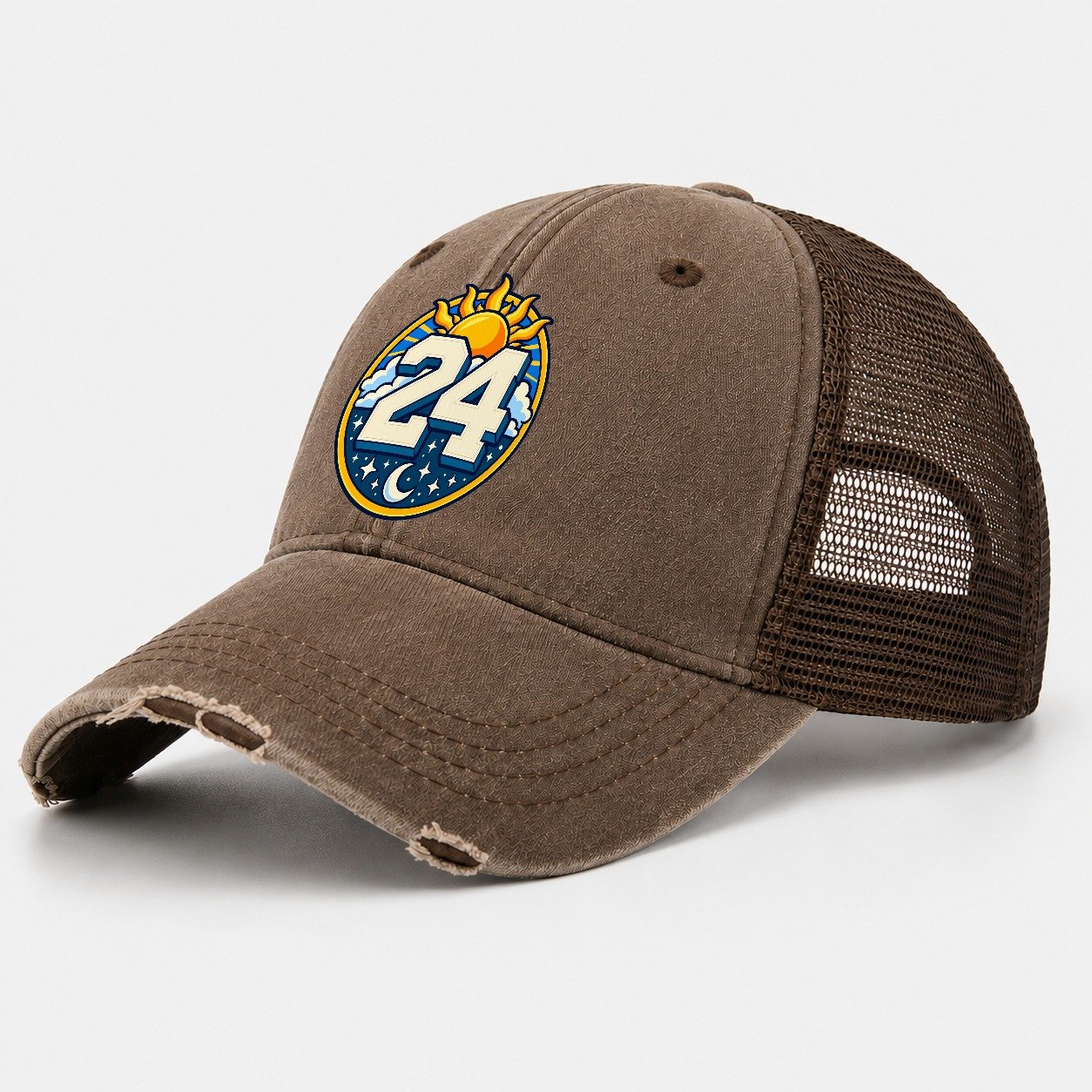 All Day Every Hour Number Club Washed Trucker Hat – Coffee