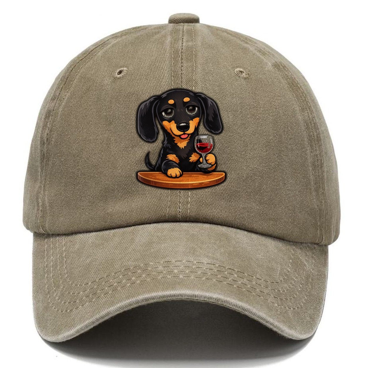 Dachshund Wine Time Classic Cap – Warm Sand