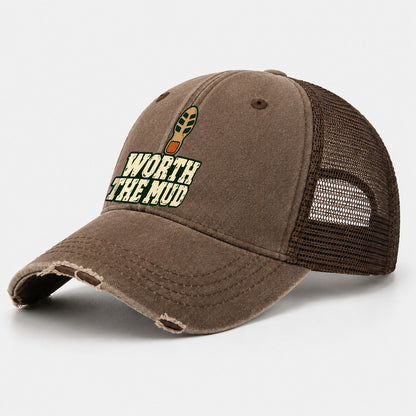 Worth The Mud Foraging And Mycology Washed Trucker Hat – Coffee