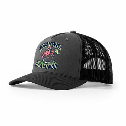 Fairway Flamingo Golf Life Trucker Hat – Dark Grey Black