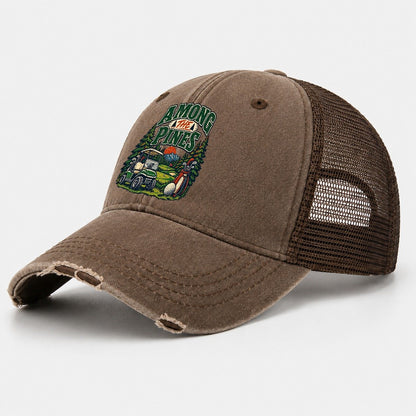 Among The Pines Golf Life Washed Trucker Hat – Coffee