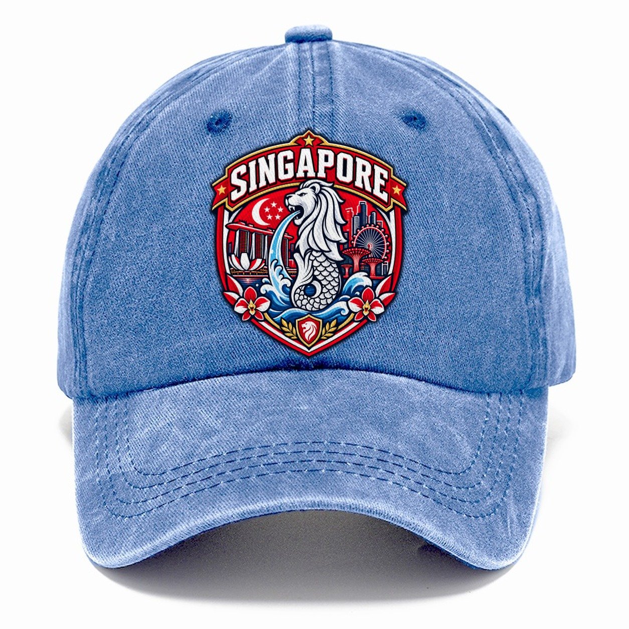 Singapore Retro Badge Country Logos Classic Cap – Summer Sky