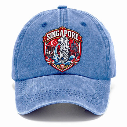 Singapore Retro Badge Country Logos Classic Cap – Summer Sky