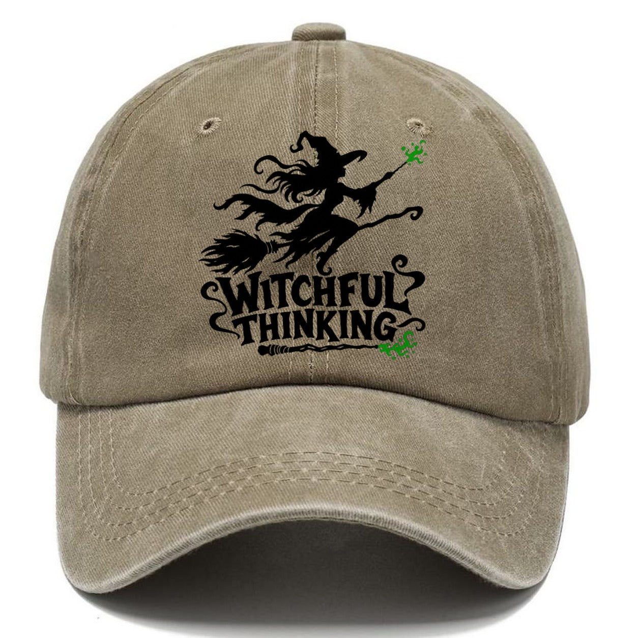 Witchful Thinking Slogan Witch Magic Classic Cap – Warm Sand