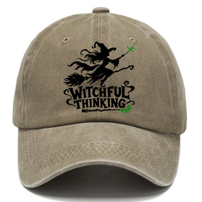 Witchful Thinking Slogan Witch Magic Classic Cap – Warm Sand