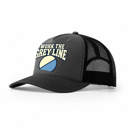 Work The Grey Line Amateur Radio Trucker Hat – Dark Grey Black