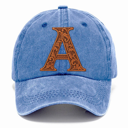 Tooled Leather A Monogram Classic Cap – Summer Sky