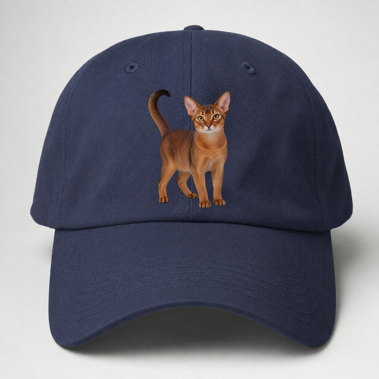 Abyssinian Standing Three Quarter Realistic Cat Portrait Baseball Cap – Twilight Navy