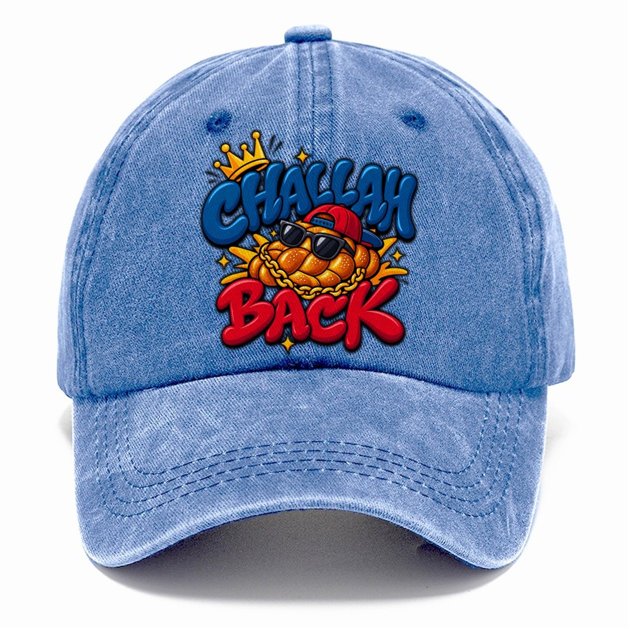Challah Back Retro Judaism Heritage Classic Cap – Summer Sky