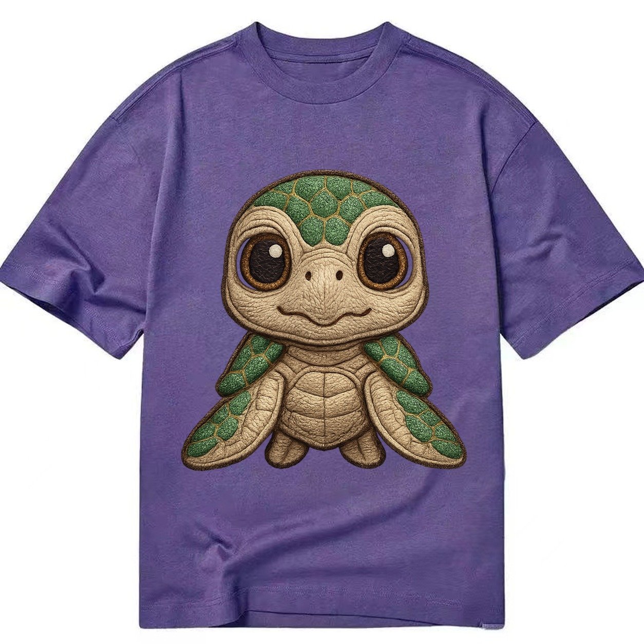 Baby Green Sea Turtle Emerald Shell Large Innocent Brown Eye Classic T-shirt – Purple