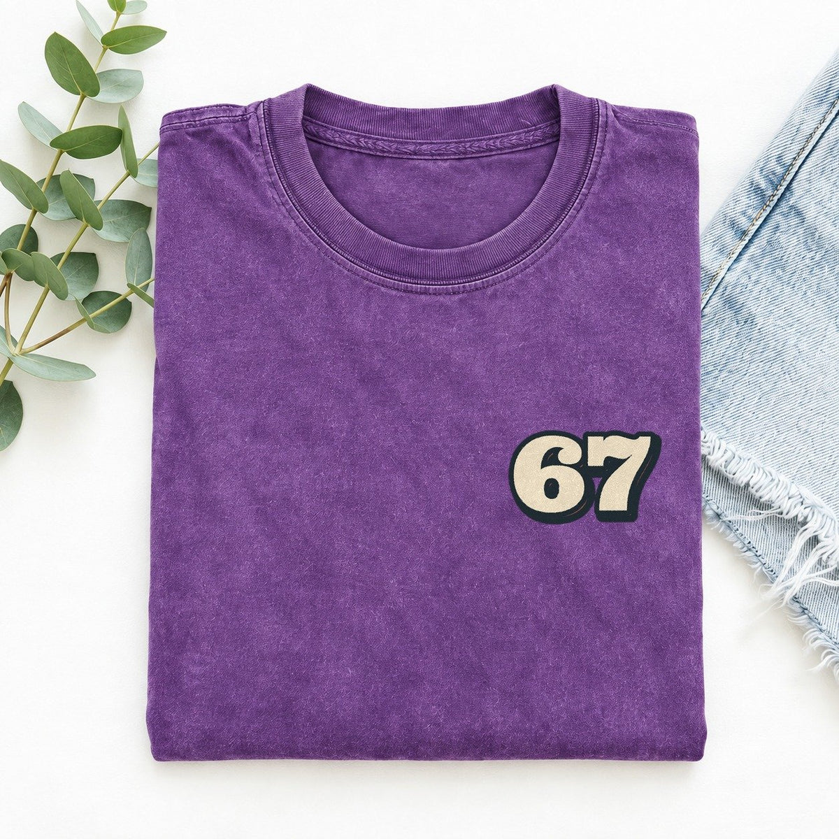 Number 67 Left Chest Vintage T-shirt – Purple