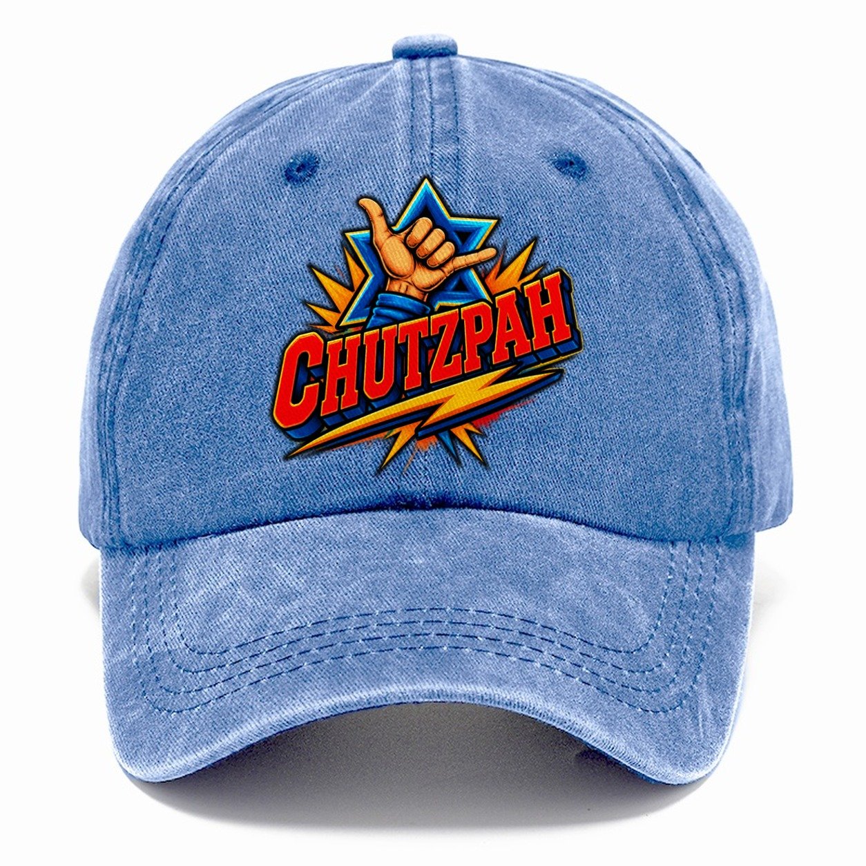 Chutzpah Attitude Judaism Heritage Classic Cap – Summer Sky