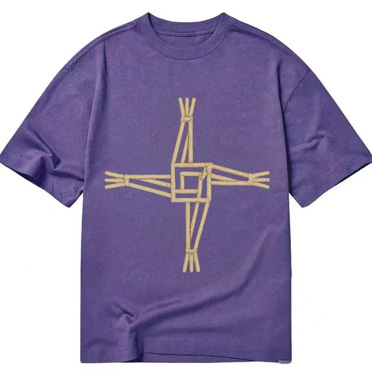 Saint Brigids Cross Woven Rush Cross Natural Beige Thread Ir Classic T-shirt – Purple