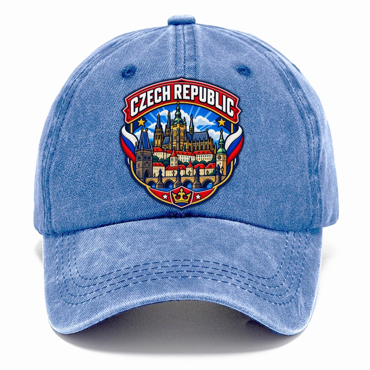 Czech Republic Retro Badge Country Logos Classic Cap – Summer Sky