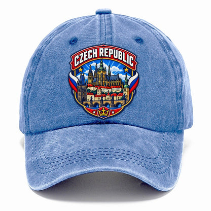 Czech Republic Retro Badge Country Logos Classic Cap – Summer Sky